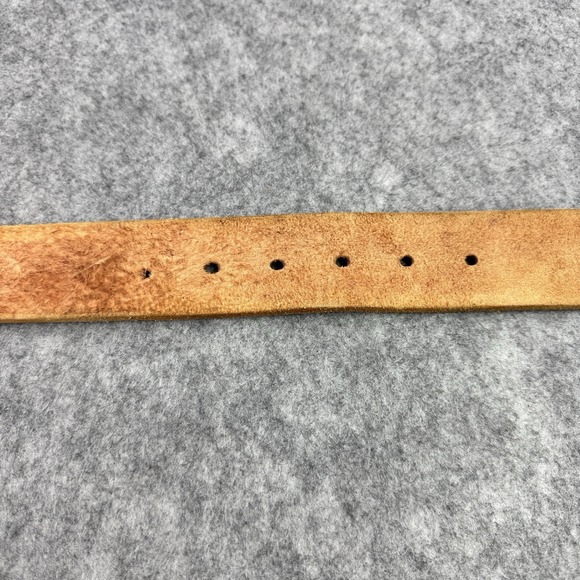 VTG Lucky Brand Belt Womens 32 Leather Floral BURUR 318‎ Boho Silver Tone Brass